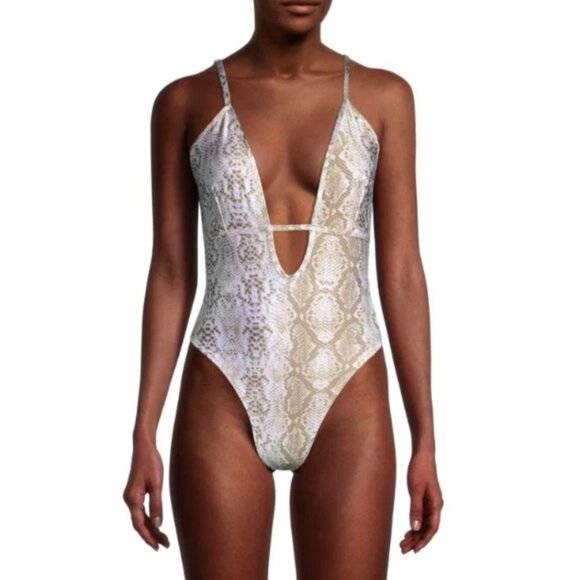 Ramy Brook Costa One Piece Swimsuit Size Large Snake Print NEW - Picture 2 of 3
